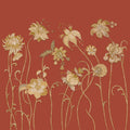 Decorative floral pattern on a red background