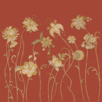 Decorative floral pattern on a red background