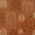 Decorative pattern with floral and arch designs on a brown background