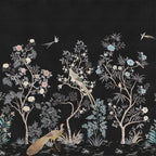 Black Chinoiserie Peacock Garden