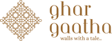 Logo of ghar gaatha with decorative element on a white background