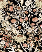 Floral pattern with intricate design on a black background