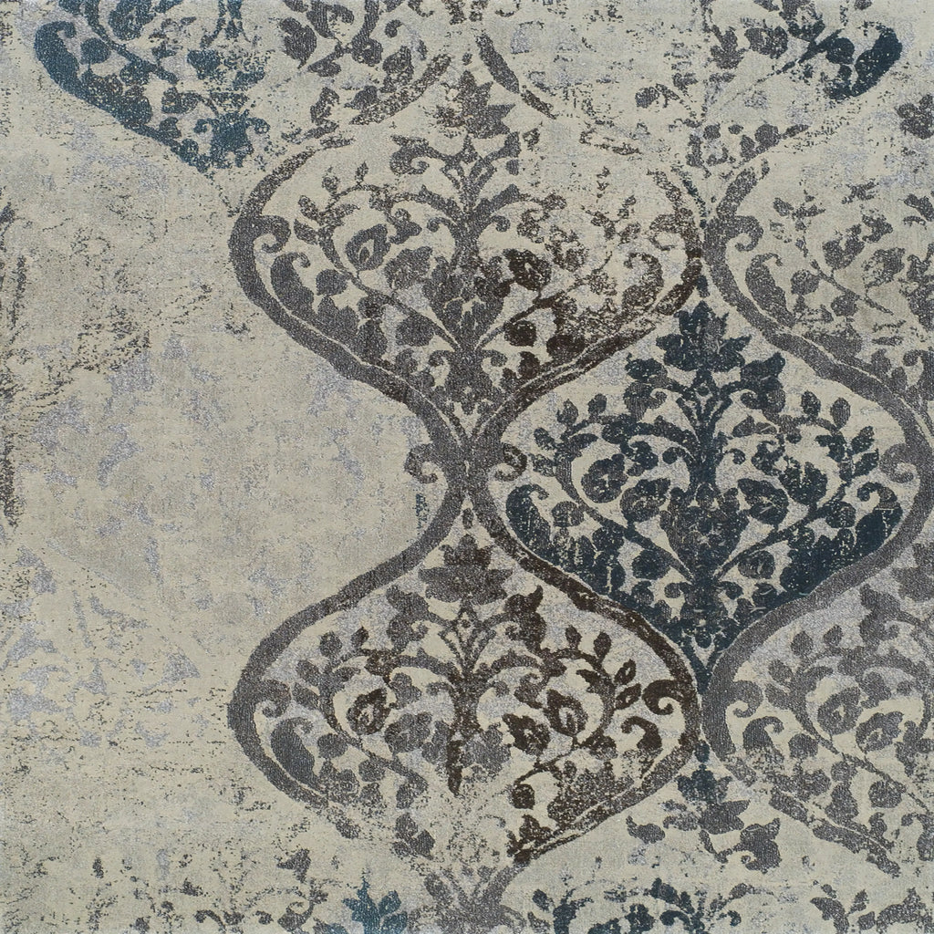 Decorative pattern with blue and gray design on a textured background