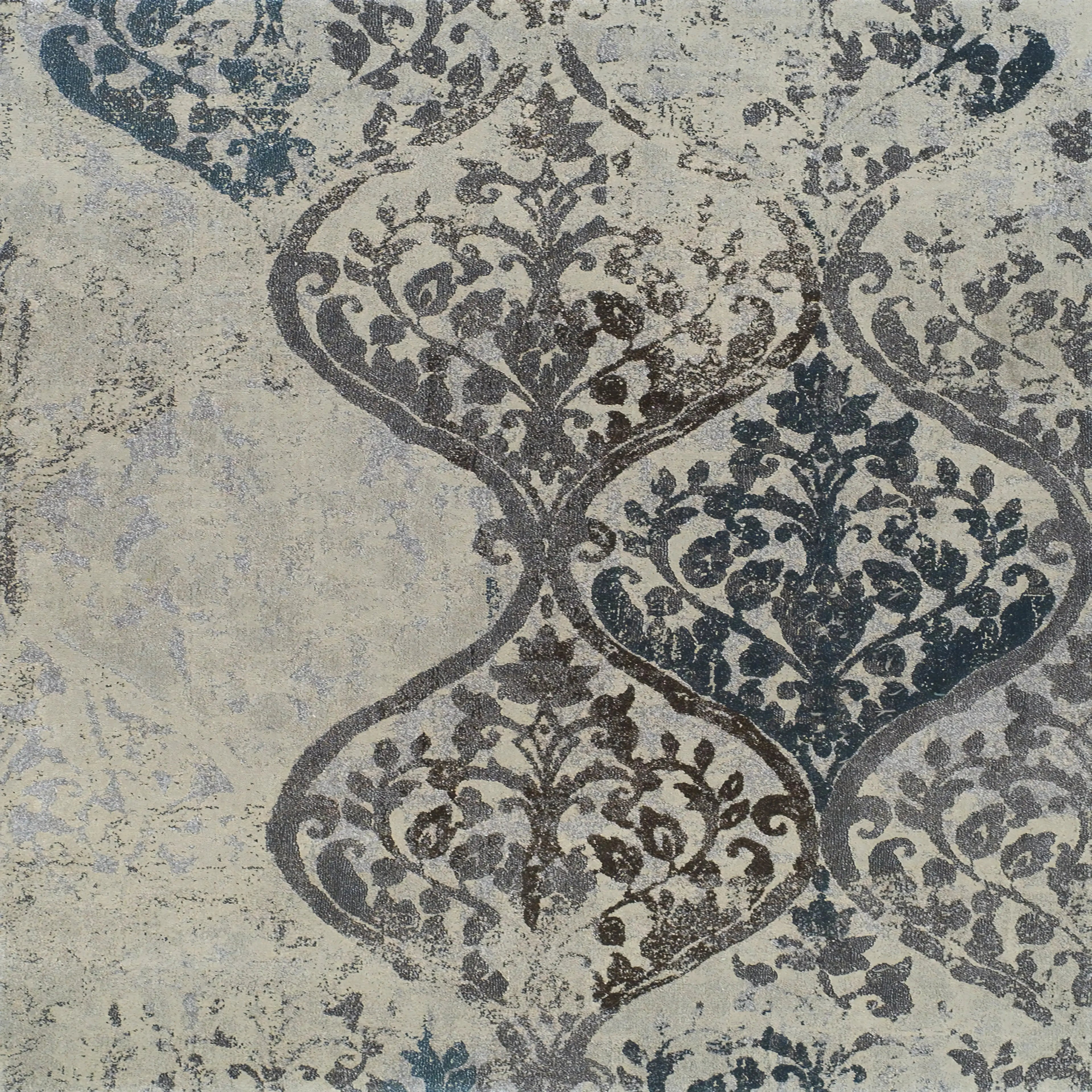 Decorative pattern with blue and gray design on a textured background