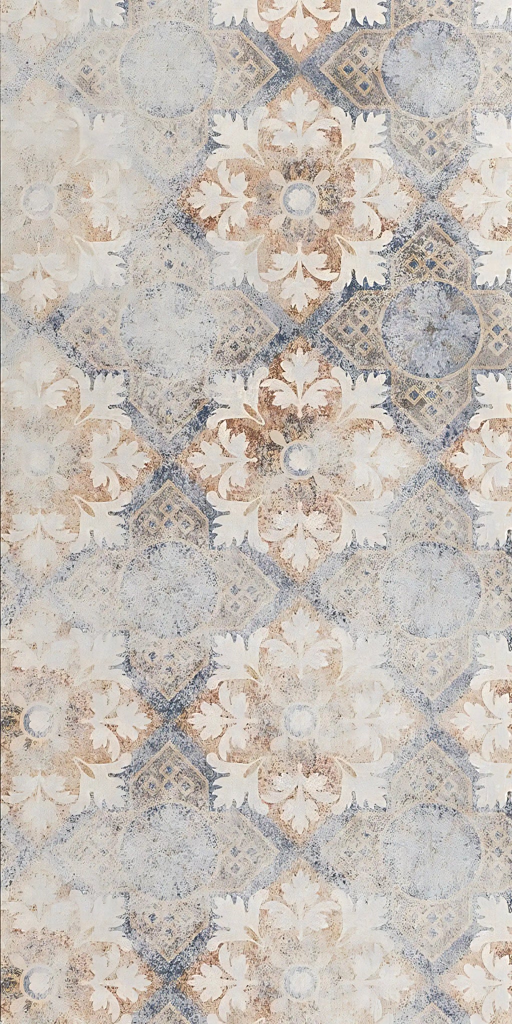 Decorative tile with geometric pattern in beige, brown, and gray