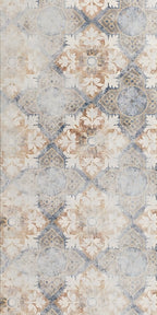 Decorative tile with geometric pattern in beige, brown, and gray