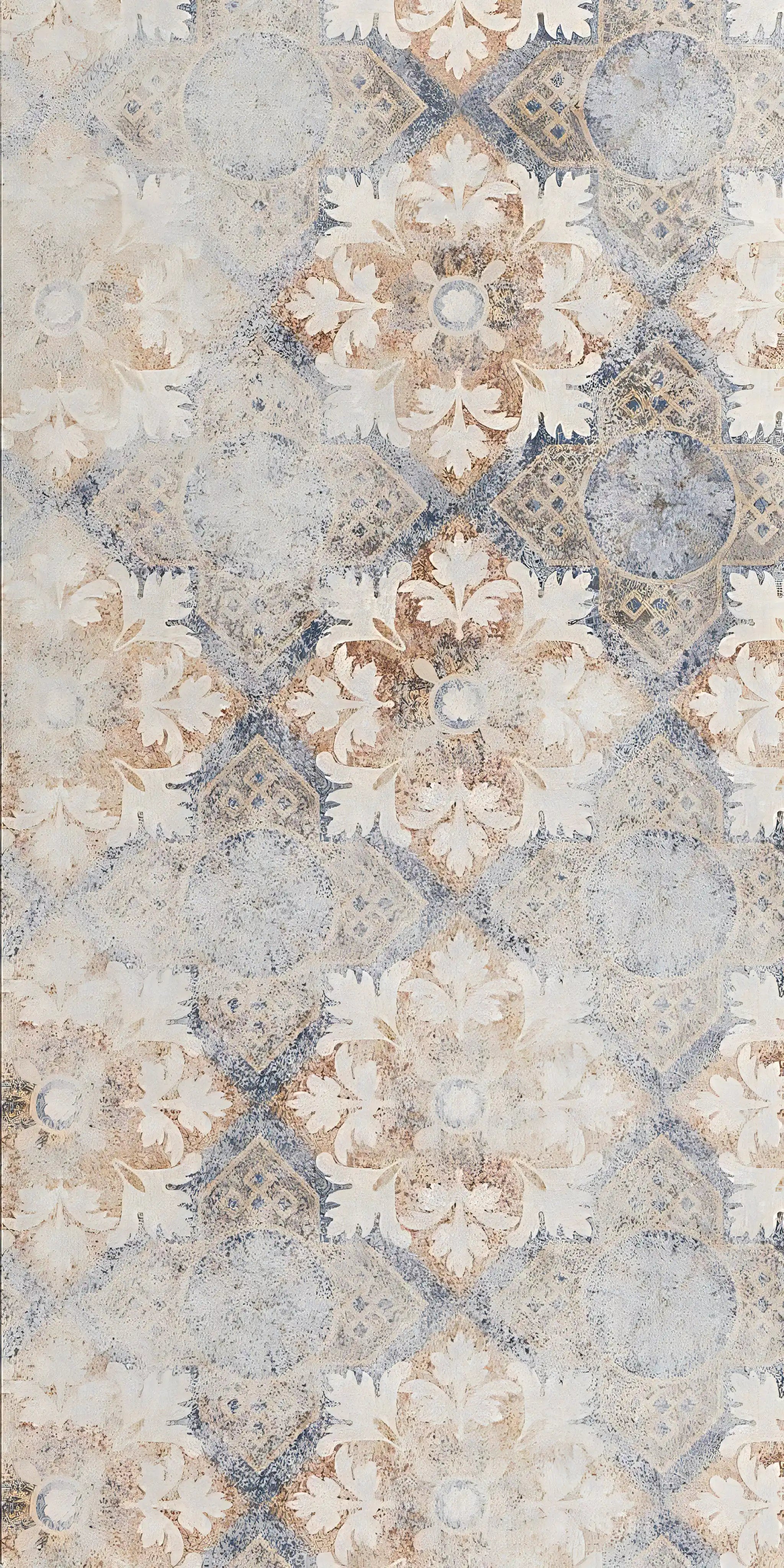 Decorative tile with geometric pattern in beige, brown, and gray