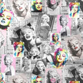 Collage of images featuring a famous actress with colorful and black-and-white elements.