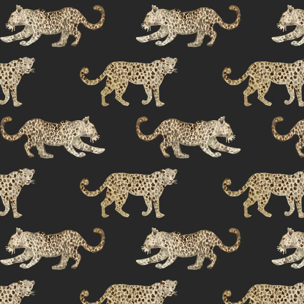 Pattern of leopards on a black background