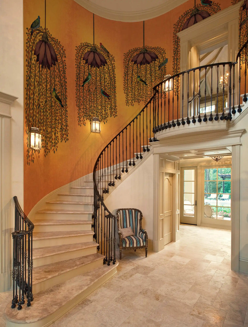 Staircase with decorative elements in a home interior