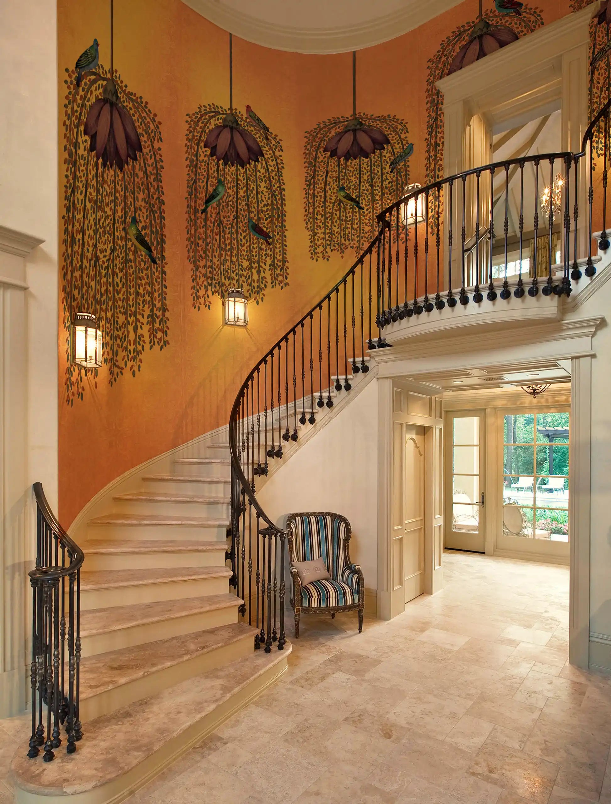 Staircase with decorative elements in a home interior