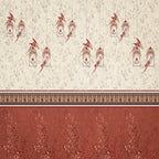 Decorative wallpaper with bird and cage pattern on a beige background