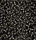 Decorative pattern of gold swirls on a black background