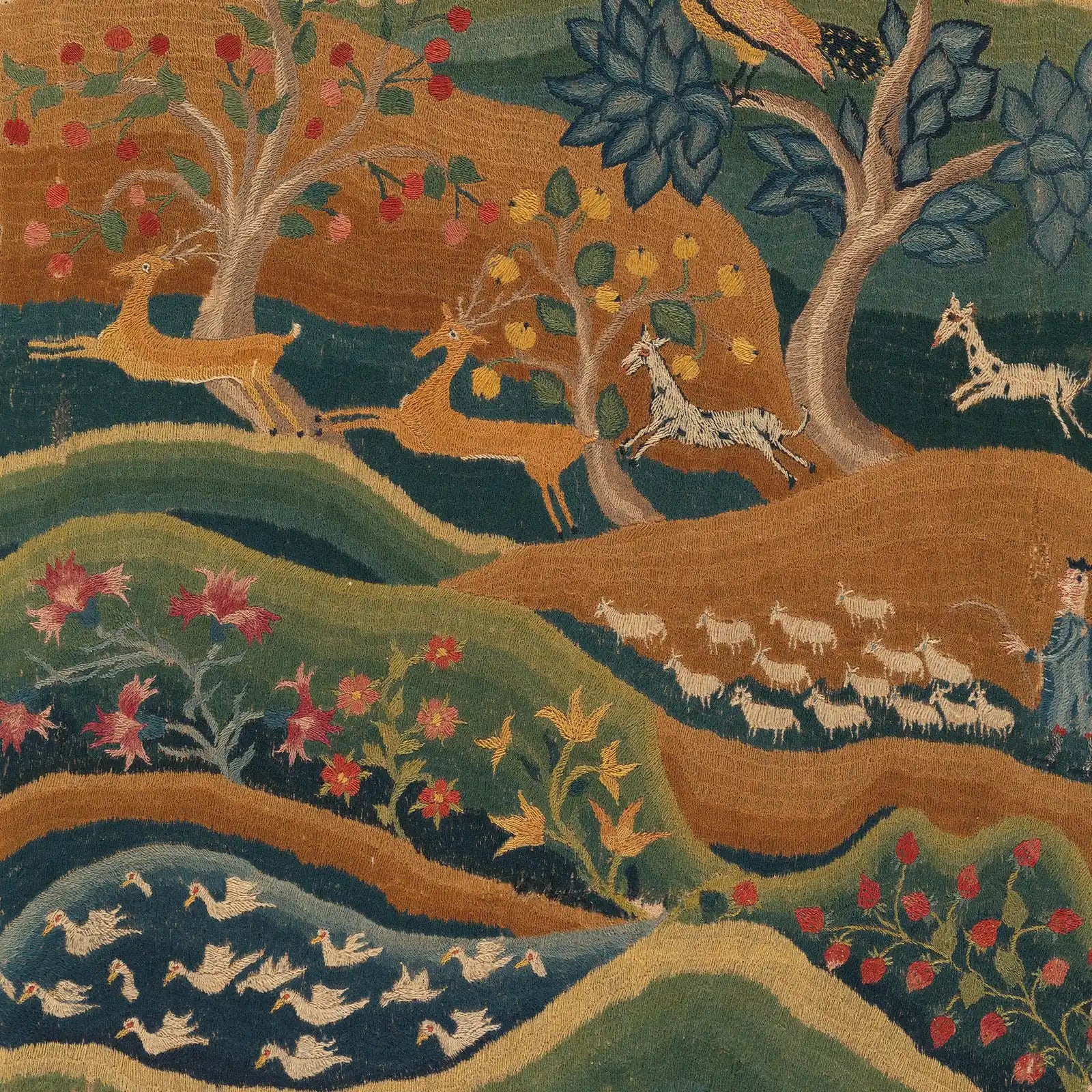 Decorative tapestry with animals and nature elements